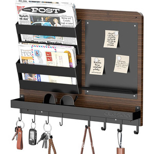 Clesoo Mail Organizer Wall Mounted Key Rack 3 Tier <b>Shelf</b> Entryway Storage With Magnetic Board And <b>Hooks</b> For Home Use - Product Image 1