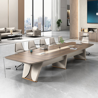 Ensemble de table de réunion de formation pour 12 personnes, mobilier de bureau rectangulaire moderne en bois de grande taille pour les salles de conférence