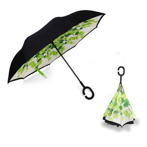 Nuevo paraguas inverso para coche, paraguas de lluvia inversa con logotipo, doble capa personalizada, diseño de mango en forma de C de adentro hacia afuera, plegable invertido, precio bajo - Product Image 3