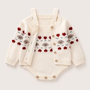 Ensemble de 2 manteaux d'automne pour bébé, combinaison en tricot jacquard, cardigan pour filles, pull pour garçons, ensemble de vêtements pour bébés - Product Image 4