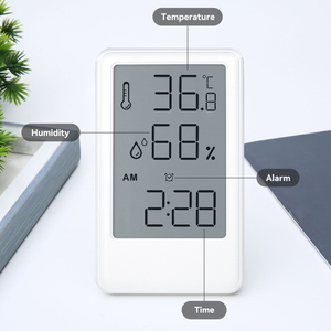 Thermomètre hygromètre numérique mural grand format pour intérieur, avec alarme, affichage de la température et de l'humidité, et horloge - Product Image 3