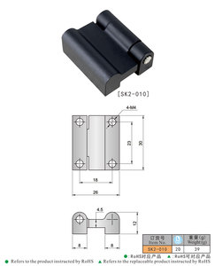 مفصلة داخلية صناعية بزاوية 180 درجة من سبائك الزنك مطلية باللون الأسود للاستخدام على اليمين/اليسار للخزائن والحاويات الكهربائية - Product Image 3