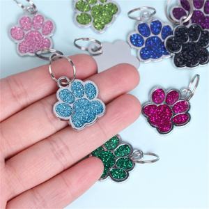 Colgante de Pata de Perro Chapado en Oro con Brillantina Colorida, Anillo en O de Aleación, Etiqueta de Identificación para Mascotas de Dibujos Animados, Llavero para Accesorios de Joyería DIY - Product Image 2
