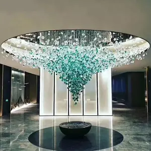 カスタム屋内装飾ガラス石シャンデリア高級ヴィラホテルモダンガラス吹きシャンデリア