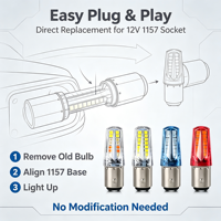 Ampoule LED RGB 1157 2835 32SMD pour voiture, 6000K blanc, rouge, jaune, multicolore, feu stop, clignotant, feu arrière, 12V