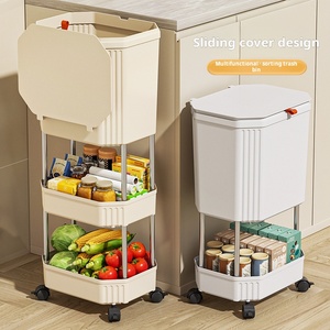 2 Layer Trash <span class=keywords><strong>Bin</strong></span> com sacos de lixo PP HIPS Vertical Waste <span class=keywords><strong>Sorting</strong></span> <span class=keywords><strong>Bin</strong></span> para uso doméstico - Product Image 2