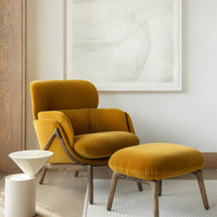 Fauteuil inclinable moderne en velours confortable avec ottoman, chaise d'appoint en bois pour salon, idéal pour la détente - Vente en gros