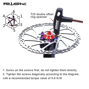 Viti in titanio RISK 12 pz. per freni a disco bici, bulloni di fissaggio M5 in lega di titanio 10MM T25 per dischi bici - Product Image 5