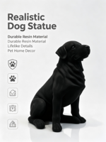Patung Anjing Labrador Hitam Berlapis Resin Figur Hewan Realistis Dekorasi Rumah Grosir untuk Toko Hadiah Supermarket