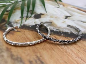 S925 gümüş erkekler ve kadın asma desen Retro açık tay gümüş bilezik çapraz çiçek çapraz gümüş bilezik - Product Image 3