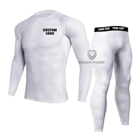 Ensembles de sport et yoga pour hommes grandes tailles, élastiques, 2 pièces : T-shirt à manches longues avec dentelle et Leggings taille mi-haute ajustés, col rond, couleur unie
