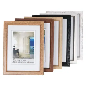 गर्म बेच Woodgrain व्यथित लकड़ी फोटो फ्रेम Mdf कागज लपेटा सभी आकार तस्वीर फ्रेम प्रदर्शन फ्रेम 4x6 5x7 6x8 8x10