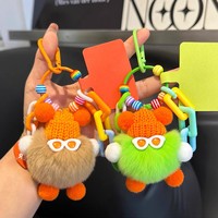 Porte-clés pendentif mignon en peluche 'Petit Boule de Charbon', style Art Moderne exquis, écologique, accessoire DIY pour sac et sac à dos, populaire auprès des influenceurs