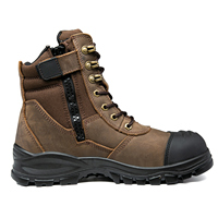 Bottes de travail pour hommes en cuir Crazy Horse marron d'Australie avec fermeture éclair latérale, embout en acier de sécurité et protection anti-perforation