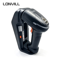 LONVILL - Lector de Códigos de Barras Inalámbrico Resistente IP65 de 100 M, Escáner Industrial Inalámbrico de Amplio Campo de Visión con Base de Carga Montable en Pared