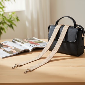 Sangle en tissu à motif diamant de 4 cm, beige, pour sac à main - Product Image 1