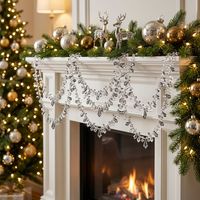 Guirnalda de 5m para Árbol de Navidad de Alta Gama, con Cuentas de Piedras Preciosas Iridiscentes, Estilo Antiguo, Resistente al Agua, con Cuentas de Cuarzo