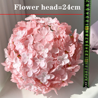 Fleurs d'hortensias artificielles en soie rose poudré pour la décoration, fleurs d'hortensias artificielles en gros, arrangement floral pour mariage