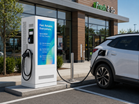 Chargeur rapide DC pour véhicules électriques à double borne, sur pied, 120 kW, 180 kW, 240 kW, avec écran publicitaire de 55 pouces, CCS2, OCPP