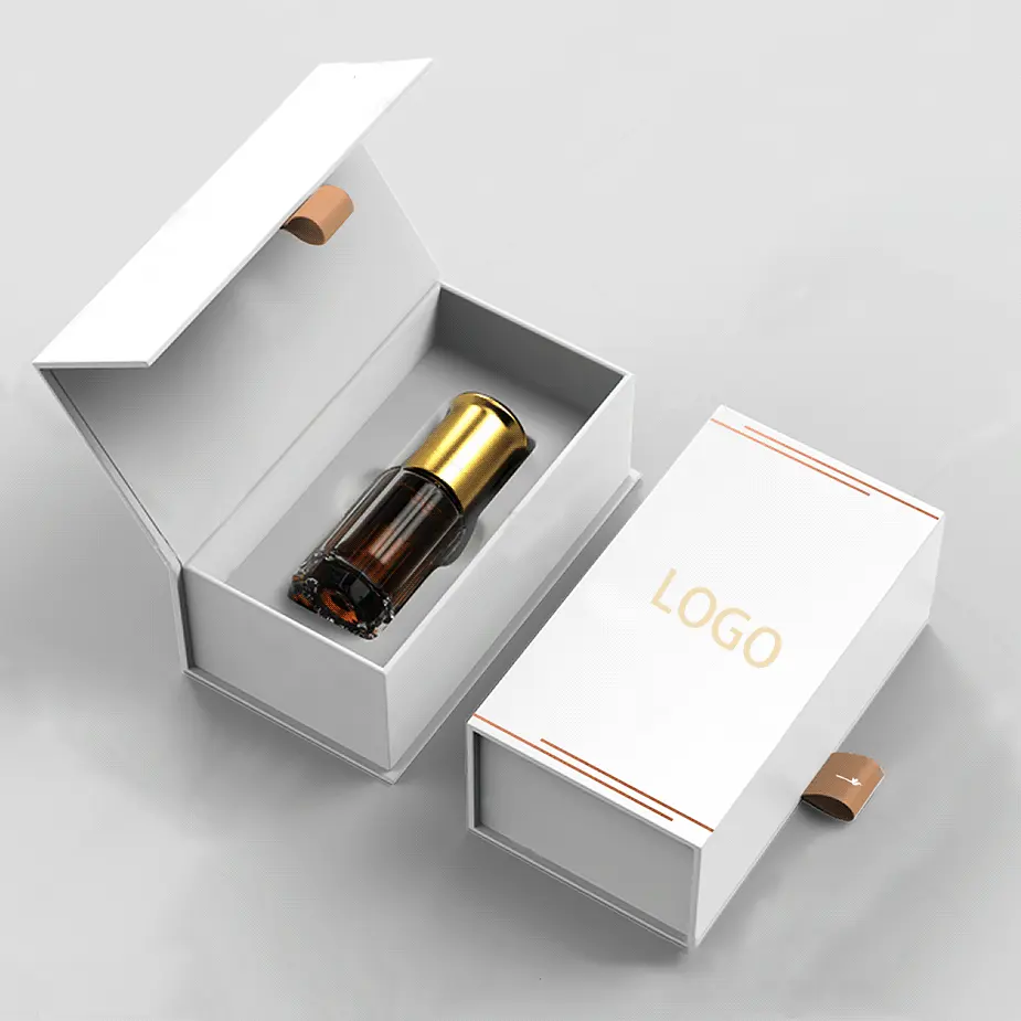 Custom Premium Matt Gold Foil Impressão Frasco Perfume Vazio Frascos De Perfume Caixa Com Skincare Box Set Embalagem De Papel Cosmético
