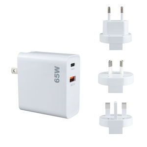 Зарядное устройство GaN 65 Вт с логотипом на заказ, <span class=keywords><strong>3</strong></span> порта USB Type-C PD, адаптер для ноутбуков и мобильных телефонов, вилка стандарта США, дорожный блок питания 65 Вт - Product Image 6