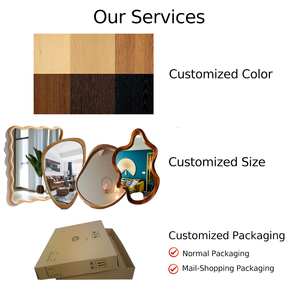 Specchio da Parete con Cornice in Legno Naturale Personalizzato, Forma Ondulata a Nuvola, Decorazione per Casa e <span class=keywords><strong>Ingresso</strong></span>, Specchio da Parete di Forma Irregolare - Product Image 3