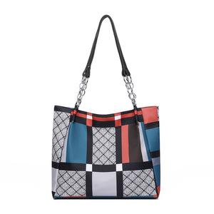 Women Plaid Shoulder <b>Bag</b> <b>Patchwork</b> Tote Handbag With Chain Strap Underarm Purse For Commuting - Product Image 5