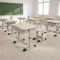 Fournisseur d'usine de mobilier scolaire : Tables d'étude en bois pour salle de classe et chaises, ensemble table et chaise individuelles pour écoliers