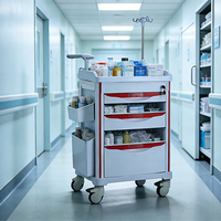 Chariot de Traitement Médical Multifonctionnel en ABS Épaissi et Alliage d'Aluminium pour Anesthésie et Distribution de Médicaments, Durable, pour Hôtels