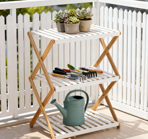 Hiện đại 3-Tier tre gấp lưu trữ giá ráp hộ gia đình tổ chức cho nhà bếp phòng tắm cuốn sách chủ sử dụng - Product Image 4