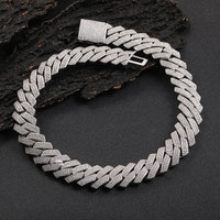 Collier chaîne cubaine Miami 20MM personnalisé, style Iced Out, bijoux hip-hop de luxe avec diamants, plaqué argent, collier en moissanite