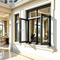Ventanas de Aluminio Negras Personalizadas con Aislamiento Térmico, Triple Acristalamiento y Rejilla