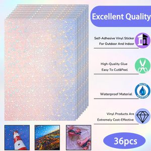 Holographic Sticker giấy rõ ràng A4 Vinyl Sticker giấy tự dính không thấm nước trong suốt phim đá quý cầu vồng mô hình ngôi sao - Product Image 2