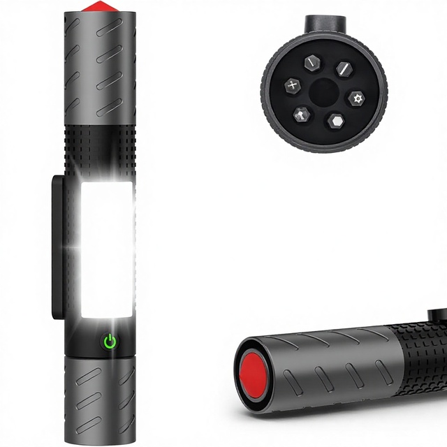 USB-C Rechargeable LED Flashlight Magnetic Base COB Work Light 120 Adjustable 7 Modes Super Bright 1000 Lumens IP20 Rated