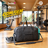 Sac de sport pliable léger avec compartiment à chaussures et poche humide/sèche, sac de voyage 38L résistant à l'eau pour femmes, hommes, fitness, yoga, voyage