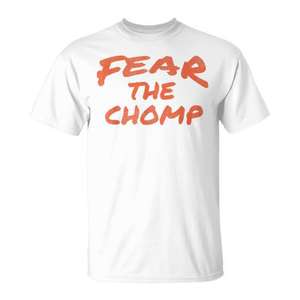 Fear The Chomp T-Shirt blanc pour adulte, unisexe, col rond, manches courtes, chemise promotionnelle - Product Image 1