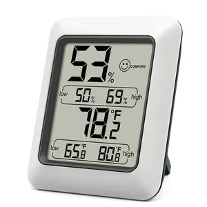 Termómetro electrónico higrómetro de alta y baja humedad, muestra de temperatura, soporte integrado magnético, termohigrómetro