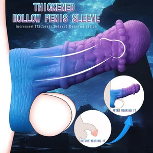 ปลอกซิลิโคนกลวงสำหรับนวดสำหรับอวัยวะเพศชายปลอกล็อคสำหรับผู้ชายออกแบบให้มีฟันหมาป่าหนาและยาวขึ้น - Product Image 4