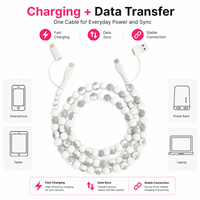 Kabel Pengisi Daya Berbentuk Bola Golf 4 in 1, Kabel USB Multi Charger, Kabel Ponsel Multi Konektor Tipe C