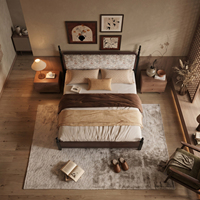 Massives Eschenholz Maßgefertigtes Kingsize-Bett Luxuriöser Französischer Stil Hochdichter Schaumstoff-Kopfteil Amerikanisches Vintage-Schlafzimmer-Set