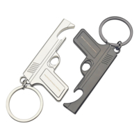 Gantungan Kunci Bentuk Pistol Logo Kustom Pembuka Botol Bir Mini Logam dengan Cincin Kunci Pistol Desert Eagle Tempat Kunci Promosi