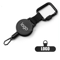 Porte-clés rétractable personnalisé avec logo, mousqueton carré noir, étui de téléphone, joint d'étanchéité, cordon de cou, randonnée, suspension mobile, 60 cm