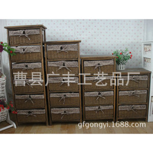 Ensemble d'armoires de rangement de style campagnard, 5 tiroirs, marron, armoire multifonctionnelle pour salon - Product Image 2