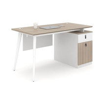 Bureau d'ordinateur modulaire moderne en mélamine avec tiroir verrouillable, structure métallique et gestion des câbles – Poste de travail de bureau