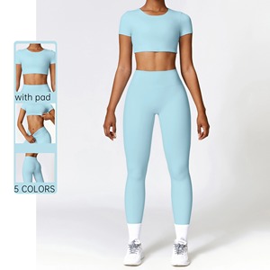 Sportswear Seamless Gym Fitness Sport BH Leggings Workout Yoga Sets Frauen <span class=keywords><strong>Woga</strong></span> Bekleidung - Product Image 1