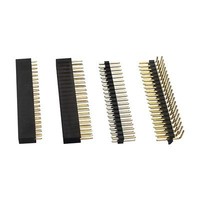 Conector Hembra de Doble Fila 2x20 Pines (40p) con Paso de 2.54mm, Largo de 2mm, Tipo THT, para Soldadura, Chapado en Oro, Apilable para PCB Raspberry Pi