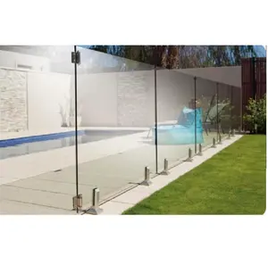 Customized Modern Design Outdoor Swimming Pool Glass Fence with Stainless Steel Base CE Certified Australia Standard