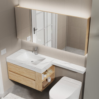 Meuble-lavabo moderne en bois massif avec miroir intelligent, armoire de rangement et vasque simple pour votre salle de bain contemporaine