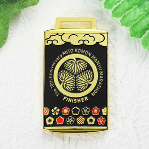 Medaglie Personalizzate in Metallo per Anniversario, con Fiore Smaltato Giapponese Omamori, Placcate in Oro, per Eventi Sportivi, con Nastro - Product Image 2