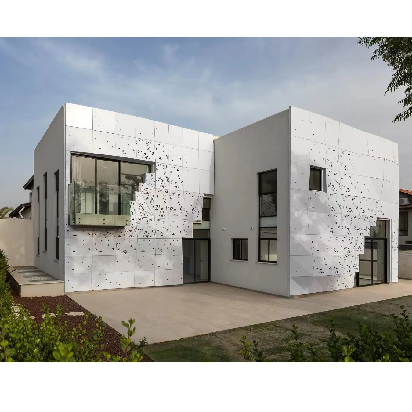 Parede exterior de construção decorativa, cobertura 3d painéis de revestimento perfurados de alumínio